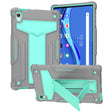 For Lenovo Tab M10 HD 2nd Gen TB-X306X T-shaped Bracket Contrast Color Shockproof PC + Silicone Flat Protective Case(Grey + Mint Green) - free shipping - PMC TechLife - Order now!