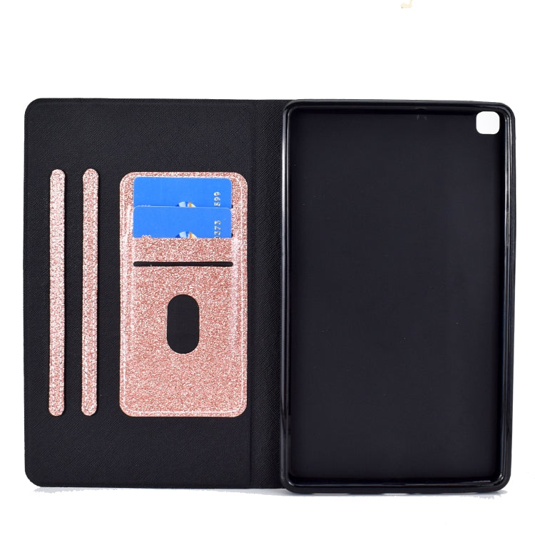 For Samsung Galaxy Tab A7 Lite T220 Glitter Horizontal Flip Leather Case with Holder & Card Slots(Rose Gold)