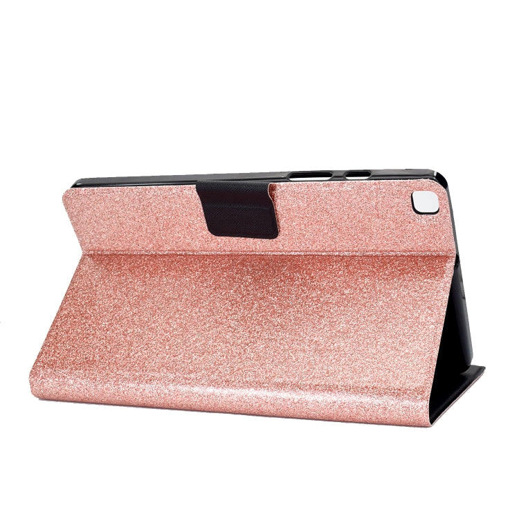 For Samsung Galaxy Tab A7 Lite T220 Glitter Horizontal Flip Leather Case with Holder & Card Slots(Rose Gold)