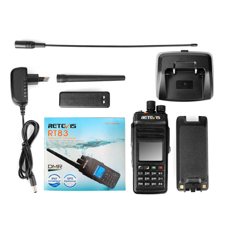 RETEVIS RT83 10W 400-470MHz 1024CHS Waterproof DMR Digital Dual Time Two Way Radio Walkie Talkie, GPS Version(Black) - free shipping - PMC TechLife - Order now!