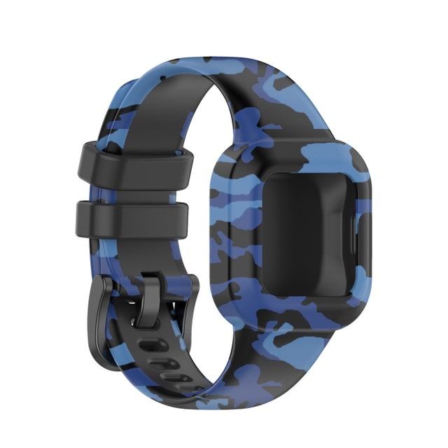 Compatible with Garmin Vivofit JR3 Silicone Printing Watch Band(Camouflage Blue)