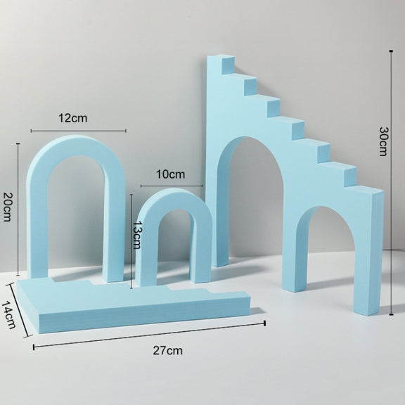 Ladder Combo Kits Geometric Cube Solid Color Photography Photo Background Table Shooting Foam Props (Light Blue)