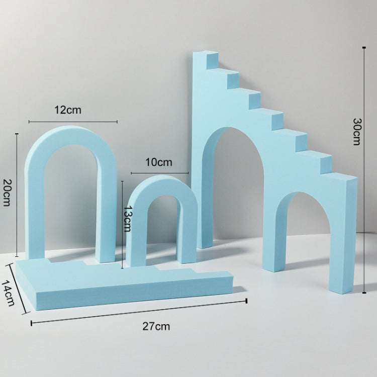 Ladder Combo Kits Geometric Cube Solid Color Photography Photo Background Table Shooting Foam Props (Light Blue)