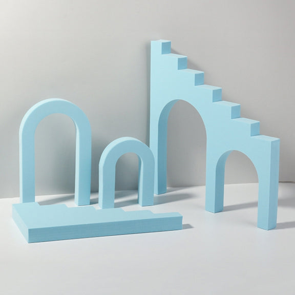 Ladder Combo Kits Geometric Cube Solid Color Photography Photo Background Table Shooting Foam Props (Light Blue)