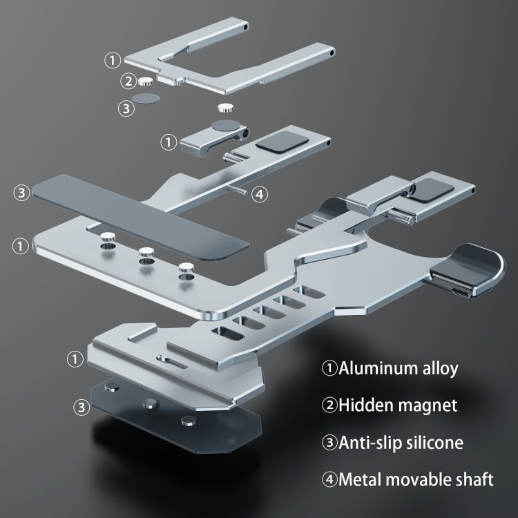 R-JUST HZ06 Universal Foldable Magnetic Flakes Aluminum Alloy Mobile Phones / Tablets Holder(Silver)