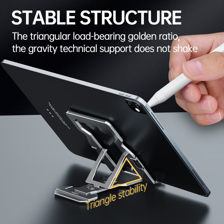 R-JUST HZ06 Universal Foldable Magnetic Flakes Aluminum Alloy Mobile Phones / Tablets Holder(Silver)