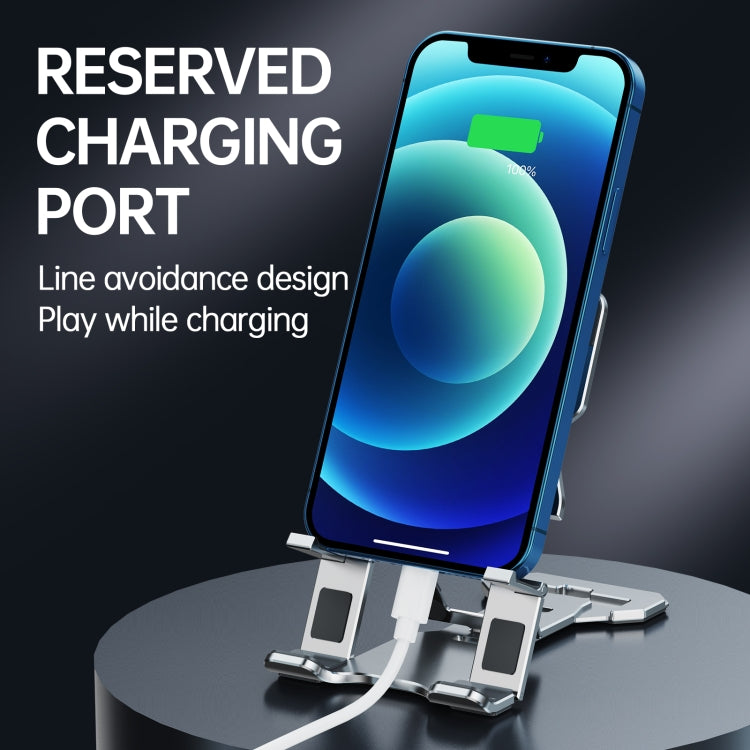 R-JUST HZ06 Universal Foldable Magnetic Flakes Aluminum Alloy Mobile Phones / Tablets Holder(Silver)