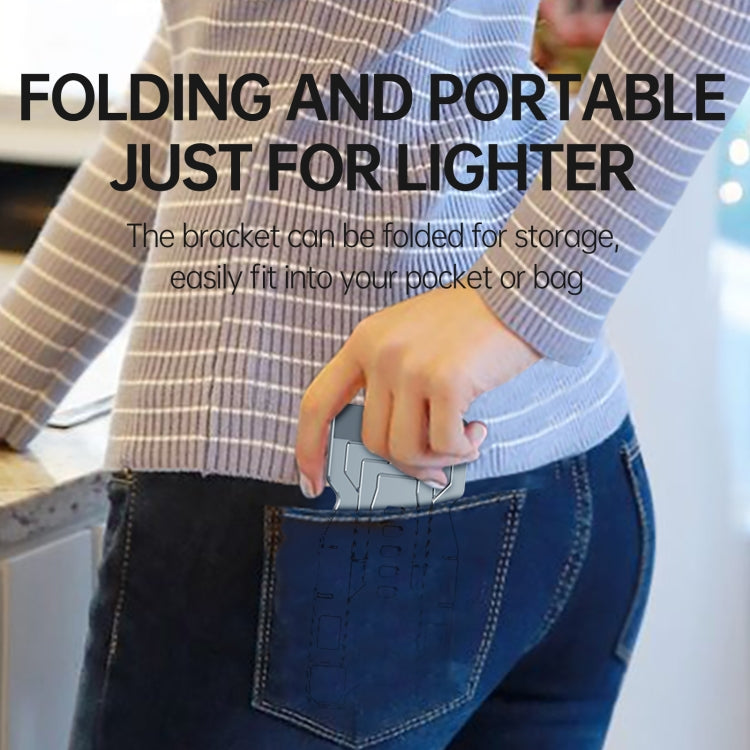 R-JUST HZ06 Universal Foldable Magnetic Flakes Aluminum Alloy Mobile Phones / Tablets Holder(Silver)