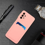 For Samsung Galaxy A32 4G Card Slot Design Shockproof TPU Protective Case(Pink)