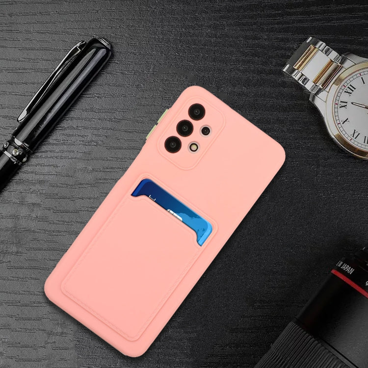 For Samsung Galaxy A32 4G Card Slot Design Shockproof TPU Protective Case(Pink)