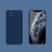 For OnePlus 8T Solid Color Imitation Liquid Silicone Straight Edge Dropproof Full Coverage Protective Case(Blue)