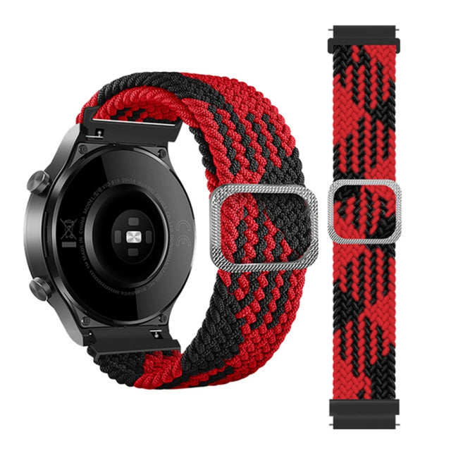 22mm Universal Adjustable Nylon Braided Elasticity Watch Band(Red Black)