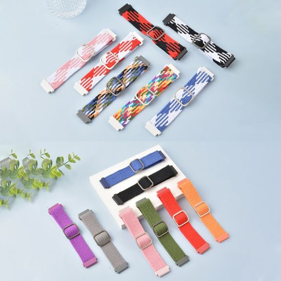 22mm Universal Adjustable Nylon Braided Elasticity Watch Band(Black)