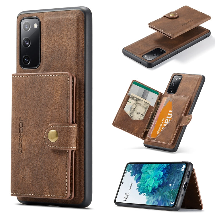 For Samsung Galaxy S20 FE JEEHOOD Retro Magnetic Detachable Protective Case with Wallet & Card Slot & Holder(Brown) - Galaxy S20 FE Cases by JEEHOOD | Online Shopping South Africa | PMC TechLife | Buy Now Pay Later Mobicred