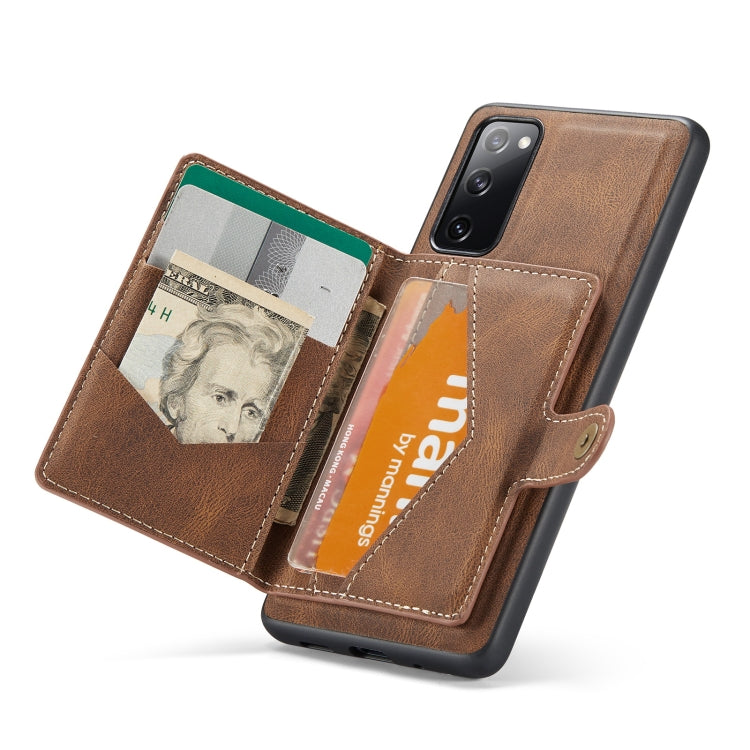 For Samsung Galaxy S20 FE JEEHOOD Retro Magnetic Detachable Protective Case with Wallet & Card Slot & Holder(Brown) - Galaxy S20 FE Cases by JEEHOOD | Online Shopping South Africa | PMC TechLife | Buy Now Pay Later Mobicred