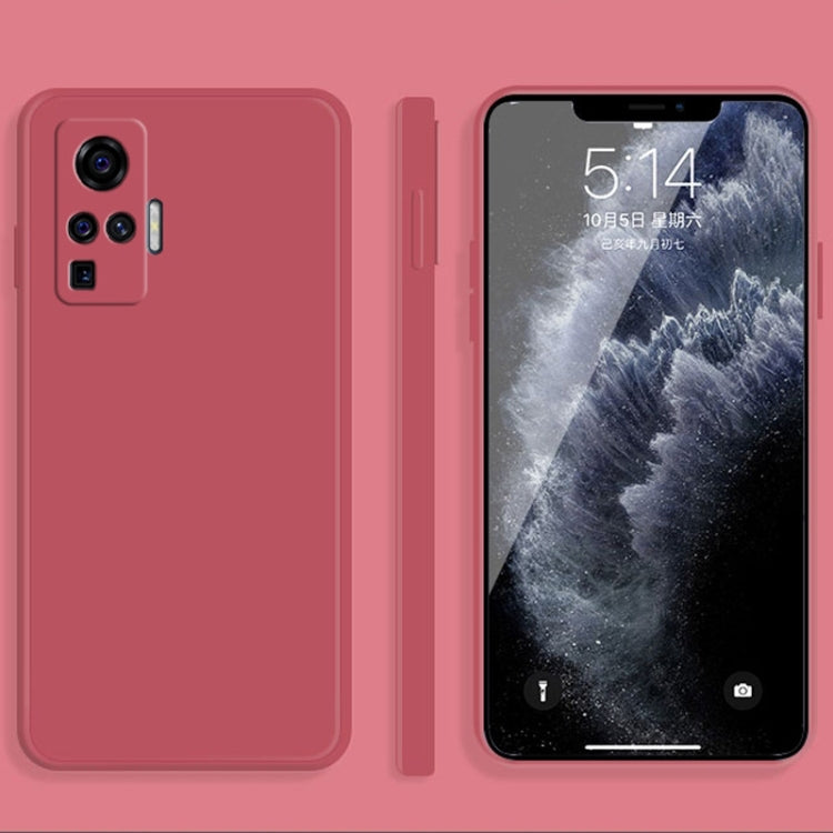 For vivo X50 Pro Solid Color Imitation Liquid Silicone Straight Edge Dropproof Full Coverage Protective Case(Red)