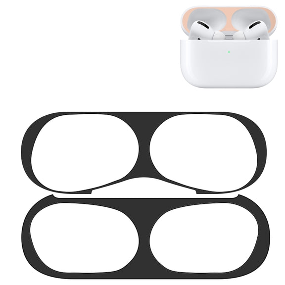 For Apple AirPods Pro Wireless Earphone Protective Case Metal Protective Sticker(Black)