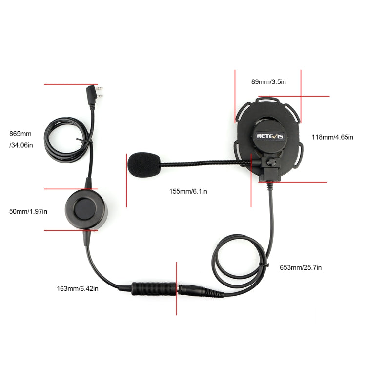 RETEVIS EH060K 2 Pin PPT Waterproof Tactical Military Headphone Microphone - free shipping - PMC TechLife - Order now!