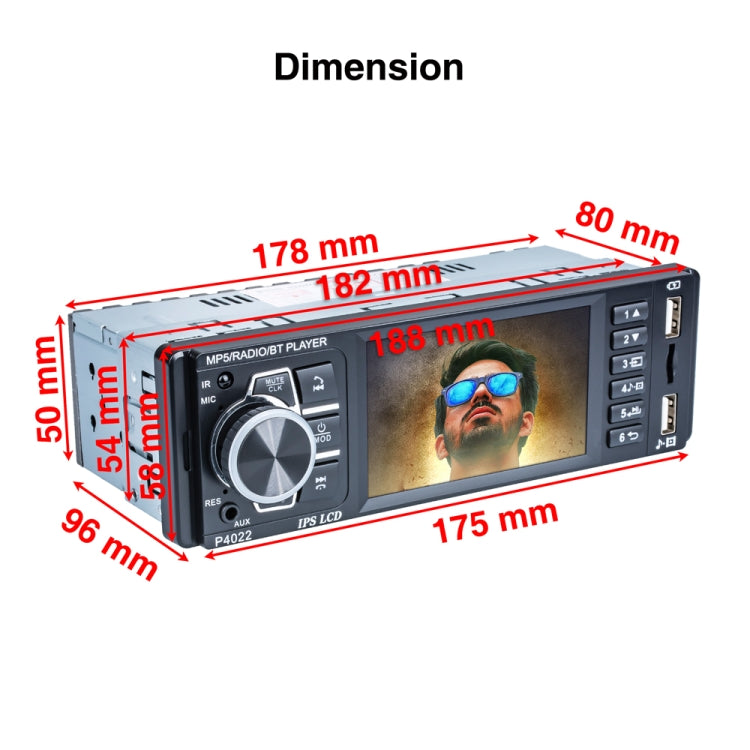 P4022 3.8 inch Universal Car Radio Receiver MP5 Player, Support FM & Bluetooth & TF Card with Remote Control - free shipping - PMC Jewellery - Order now!