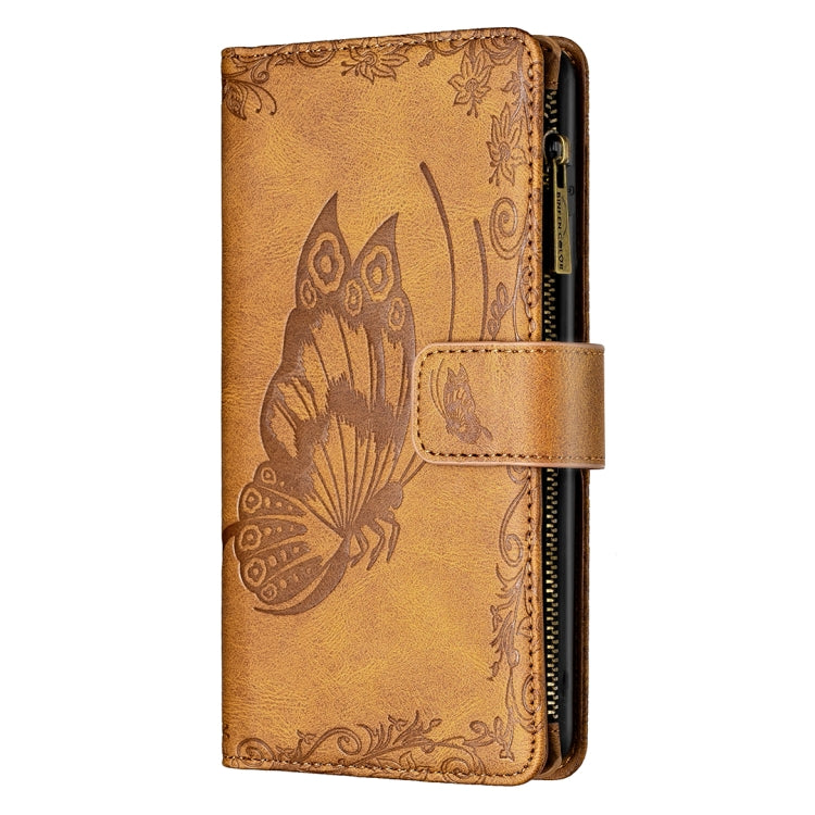 For iPhone 8 Plus / 7 Plus Flying Butterfly Embossing Pattern Zipper Horizontal Flip Leather Case with Holder & Card Slots & Wallet(Brown) - More iPhone Cases by PMC TechLife | Online Shopping South Africa | PMC TechLife | Buy Now Pay Later Mobicred