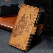 For iPhone 8 Plus / 7 Plus Flying Butterfly Embossing Pattern Zipper Horizontal Flip Leather Case with Holder & Card Slots & Wallet(Brown)