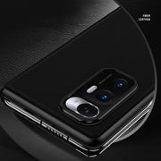 For Xiaomi Mi Mix Fold Matte First Layer Cowhide Folding Leather Case(Black)