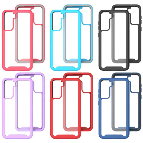 For Samsung Galaxy S21 FE Starry Sky Solid Color Series Shockproof PC + TPU Protective Case(Black)