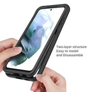 For Samsung Galaxy S21 FE Starry Sky Solid Color Series Shockproof PC + TPU Protective Case(Black)