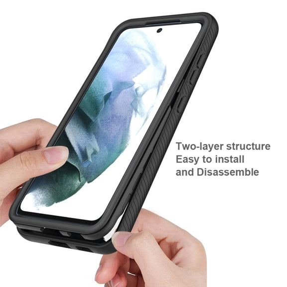 For Samsung Galaxy S21 FE Starry Sky Solid Color Series Shockproof PC + TPU Protective Case(Black)
