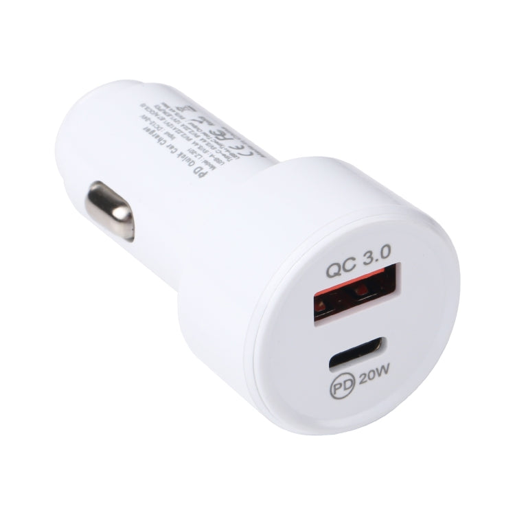 LZ-201 PD 20W USB-C / Type-C + QC 3.0 USB Mini Fast Car Charger(White) - Car Charger by PMC TechLife | Online Shopping South Africa | PMC TechLife