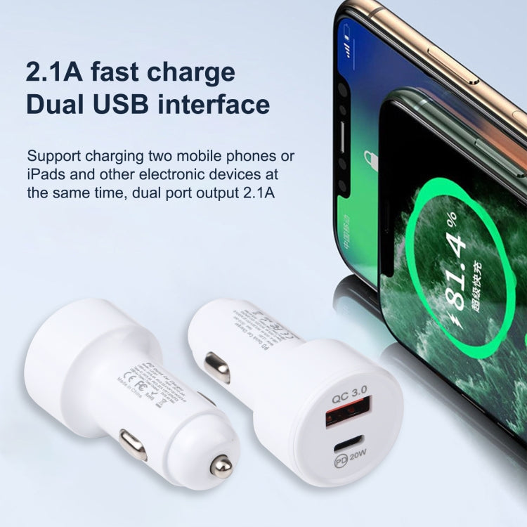 LZ-201 PD 20W USB-C / Type-C + QC 3.0 USB Mini Fast Car Charger(Black) - Car Charger by PMC TechLife | Online Shopping South Africa | PMC TechLife