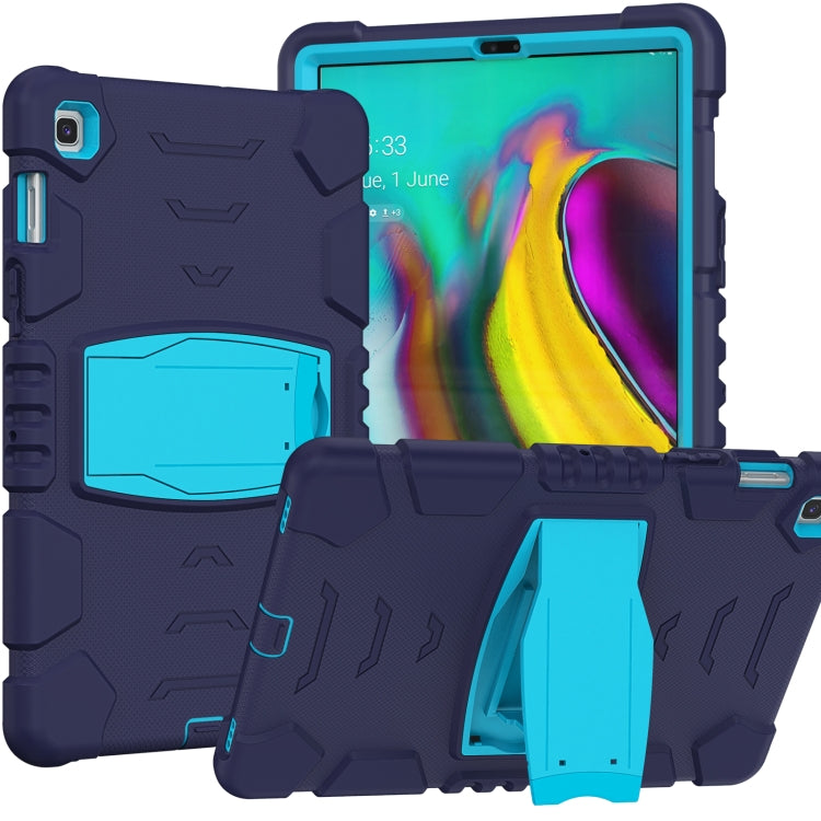 3-Layer Protection Screen Frame + PC + Silicone Shockproof Combination Case with Holder For Samsung Galaxy Tab S5e T720(NavyBlue + Blue) - free shipping - PMC TechLife - Order now!
