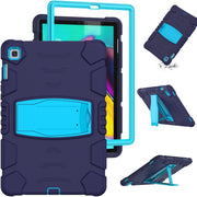 3-Layer Protection Screen Frame + PC + Silicone Shockproof Combination Case with Holder For Samsung Galaxy Tab S5e T720(NavyBlue + Blue)