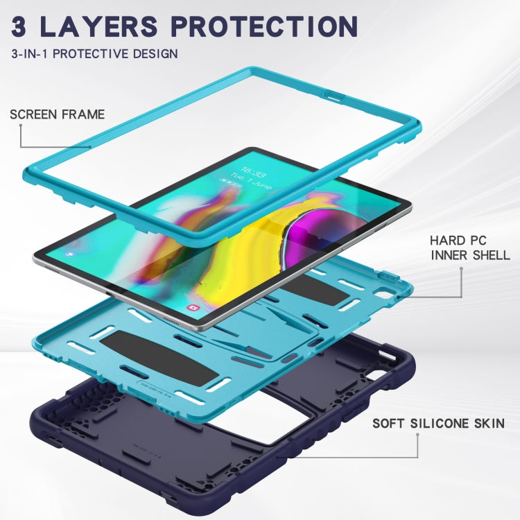3-Layer Protection Screen Frame + PC + Silicone Shockproof Combination Case with Holder For Samsung Galaxy Tab S5e T720(NavyBlue + Blue) - free shipping - PMC TechLife - Order now!
