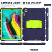 3-Layer Protection Screen Frame + PC + Silicone Shockproof Combination Case with Holder For Samsung Galaxy Tab S5e T720(Navy Blue + Lime)