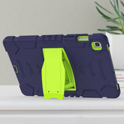 3-Layer Protection Screen Frame + PC + Silicone Shockproof Combination Case with Holder For Samsung Galaxy Tab S5e T720(Navy Blue + Lime)