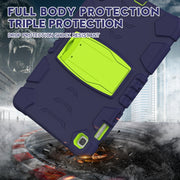 3-Layer Protection Screen Frame + PC + Silicone Shockproof Combination Case with Holder For Samsung Galaxy Tab S5e T720(Navy Blue + Lime)