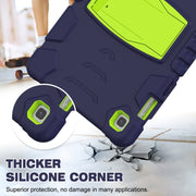 3-Layer Protection Screen Frame + PC + Silicone Shockproof Combination Case with Holder For Samsung Galaxy Tab S5e T720(Navy Blue + Lime)