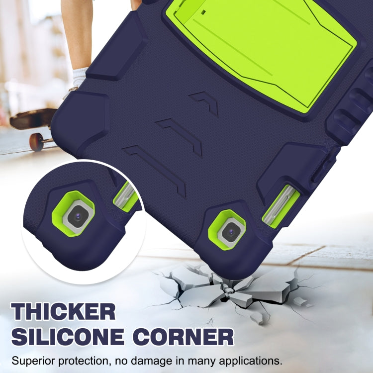 3-Layer Protection Screen Frame + PC + Silicone Shockproof Combination Case with Holder For Samsung Galaxy Tab S5e T720(Navy Blue + Lime)