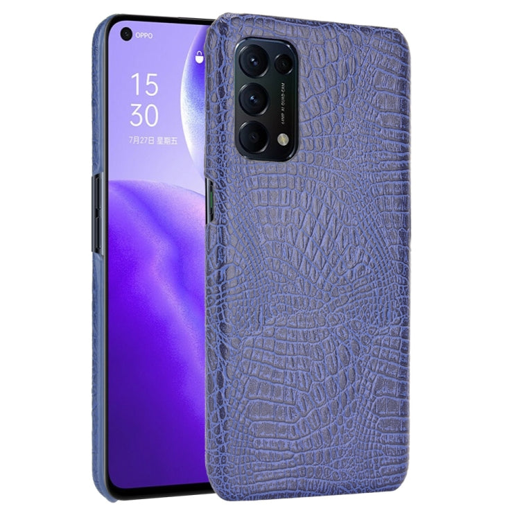 For OPPO Reno5 5G / Find X3 Lite Shockproof Crocodile Texture PC + PU Case(Blue) - OPPO Cases by PMC TechLife | Online Shopping South Africa | PMC TechLife | Buy Now Pay Later Mobicred