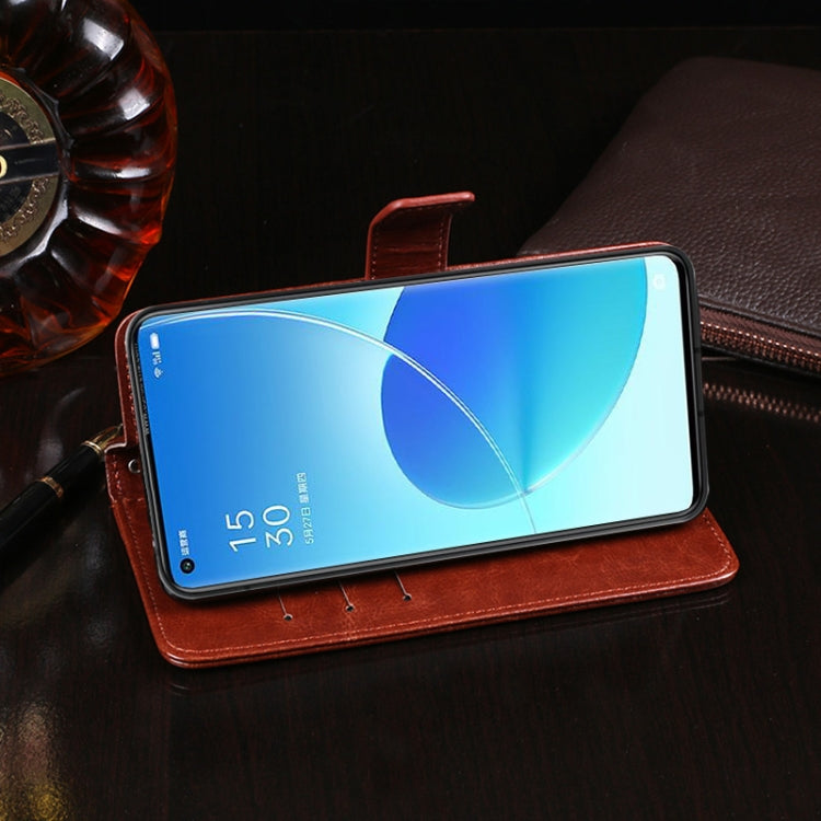 For OPPO Reno 6 Pro 5G idewei Crazy Horse Texture Horizontal Flip Leather Case with Holder & Card Slots & Wallet(Rose Red)