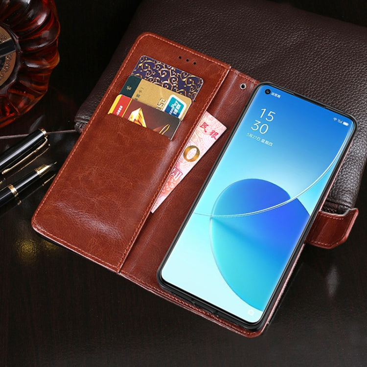 For OPPO Reno 6 Pro 5G idewei Crazy Horse Texture Horizontal Flip Leather Case with Holder & Card Slots & Wallet(Rose Red)