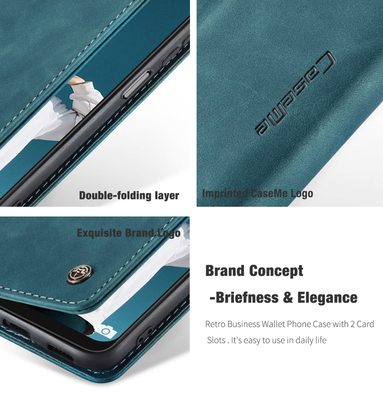 For Samsung Galaxy A22 5G CaseMe 013 Multifunctional Horizontal Flip Leather Case with Card Slot & Holder & Wallet(Blue) - free shipping - PMC TechLife - Order now!