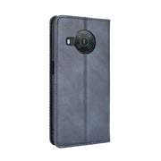 For Nokia X10 / X20 Magnetic Buckle Retro Crazy Horse Texture Horizontal Flip Leather Case with Holder & Card Slots & Photo Frame(Blue)