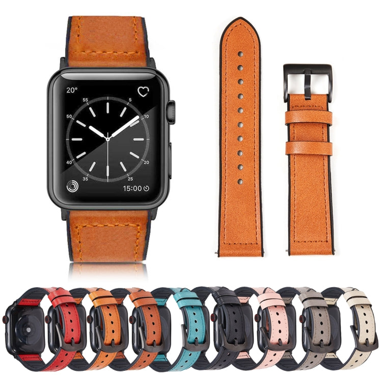 Crazy Horse Texture Leather Watch Band For Apple Watch Series 9&8&7 41mm / SE 3&SE 2&6&SE&5&4 40mm / 3&2&1 38mm(Gray) - Watch Bands by PMC TechLife | Online Shopping South Africa | PMC TechLife | Buy Now Pay Later Mobicred
