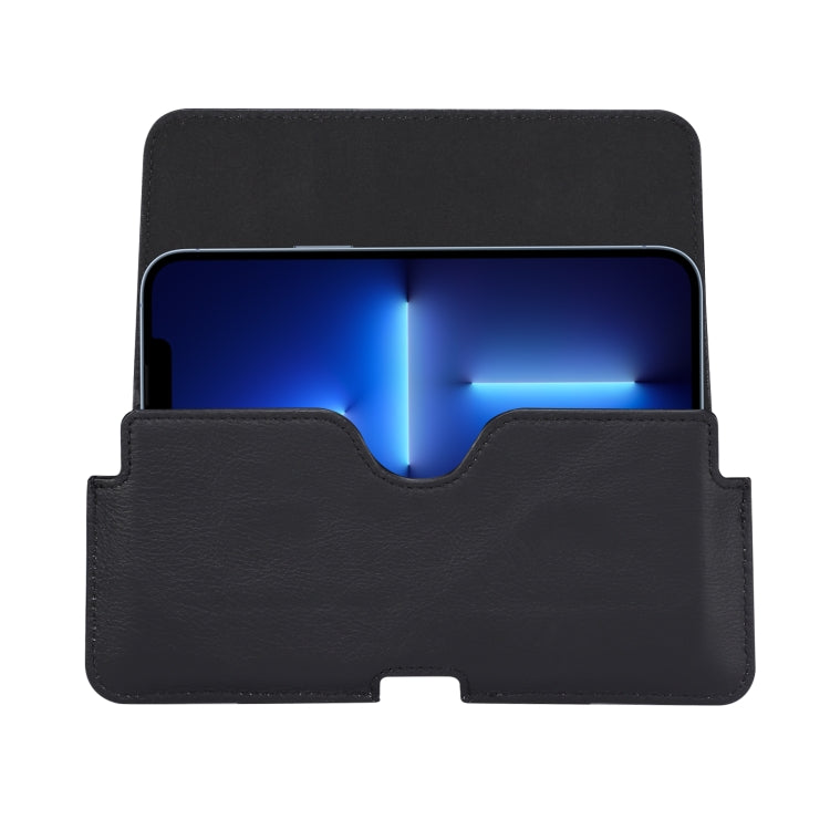 Universal Cow Leather Horizontal Mobile Phone Leather Case Waist Bag For 6.7 inch and Below Phones(Black) - More iPhone Cases by PMC TechLife | Online Shopping South Africa | PMC TechLife