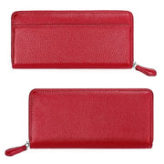 RFID Lychee Texture Fashion Organ Clutch Ladies Zipper Long Change Bag(Red Wine)