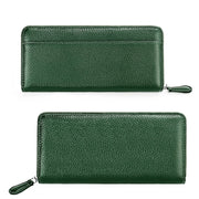 RFID Lychee Texture Fashion Organ Clutch Ladies Zipper Long Change Bag(ArmyGreen)