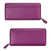 RFID Lychee Texture Fashion Organ Clutch Ladies Zipper Long Change Bag(Purple)