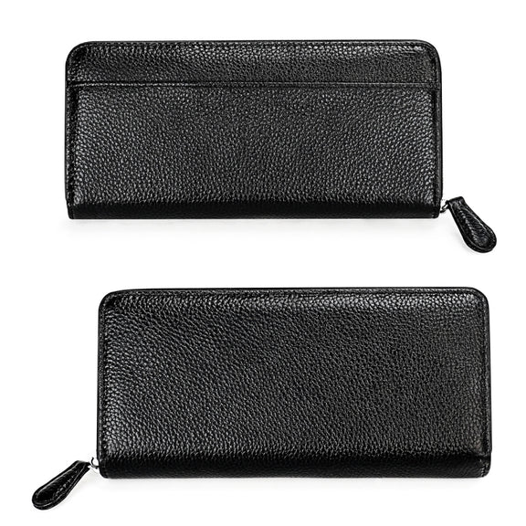 RFID Lychee Texture Fashion Organ Clutch Ladies Zipper Long Change Bag(Black)